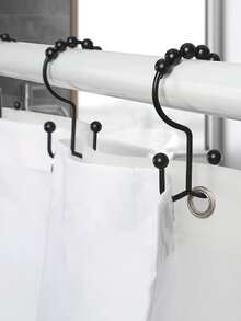 12 chiếc Móc treo rèm tắm trơn - màu đen - Xem 2