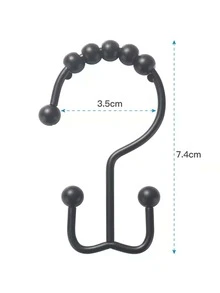 12 chiếc Móc treo rèm tắm trơn - màu đen - Xem 3