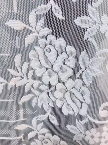 Cortina transparente panel única con bordado de flor con encaje - Beis - Ver 5