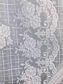 Cortina transparente panel única con bordado de flor con encaje - Beis - Ver 6