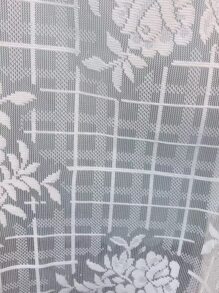Cortina transparente panel única con bordado de flor con encaje - Beis - Ver 7