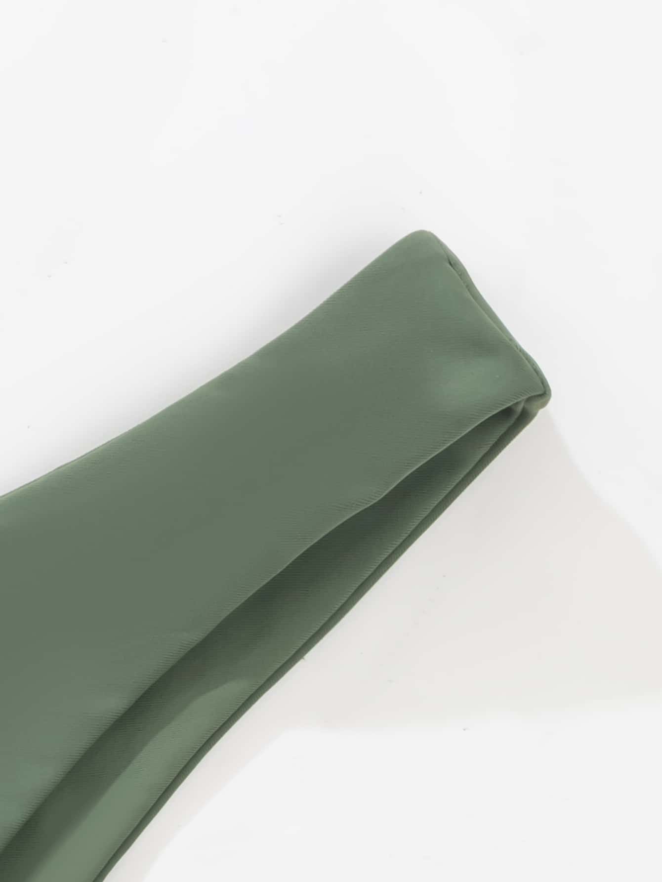Solid Cheeky Bikini Bottom, For Summer Beach Vacation - Army Green - View 4