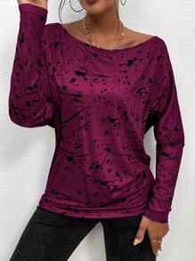 SHEIN Essnce Áo thun nữ Tất cả trên in Giải trí - Màu tím - Xem 4