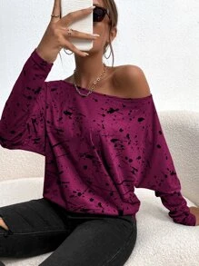 SHEIN Essnce Áo thun nữ Tất cả trên in Giải trí - Màu tím - Xem 5