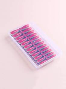 提升你風格帶240入組長款棺材純顏色假指甲全覆蓋假指甲適合女士和女孩 - 彩色 - 查看 2