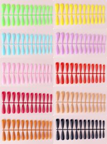 提升你風格帶240入組長款棺材純顏色假指甲全覆蓋假指甲適合女士和女孩 - 彩色 - 查看 6