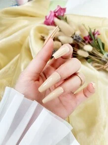 提升你風格帶240入組長款棺材純顏色假指甲全覆蓋假指甲適合女士和女孩 - 彩色 - 查看 7