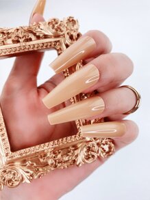 提升你風格帶240入組長款棺材純顏色假指甲全覆蓋假指甲適合女士和女孩 - 彩色 - 查看 8