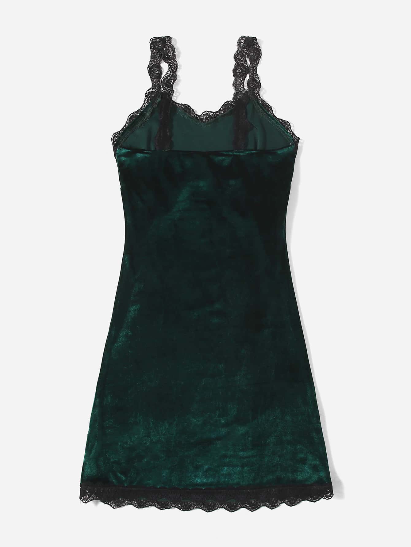 Our Contrast Lace Velvet Cami Dress is such a vibe - ROMWE