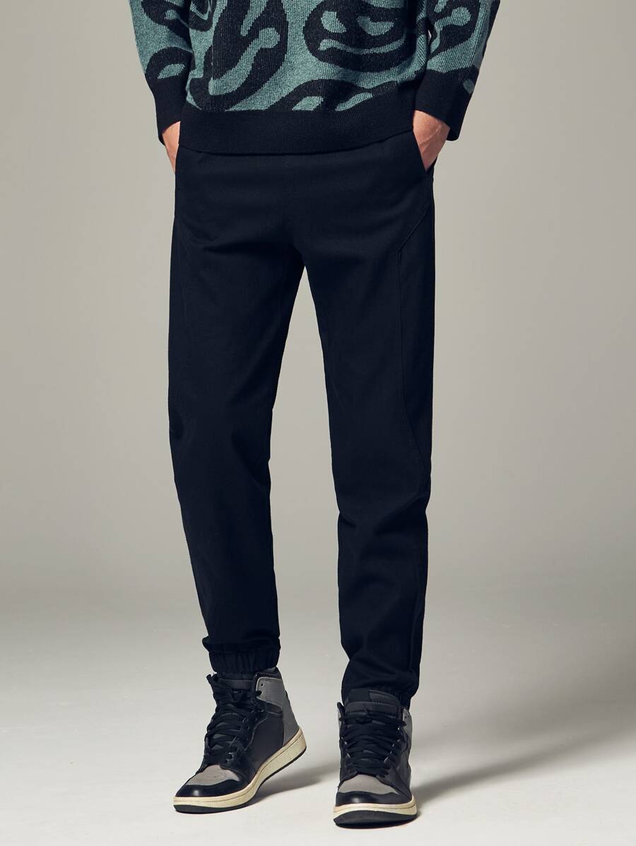 Hombres Pantalones a medida unicolor - Negro - Ver 1