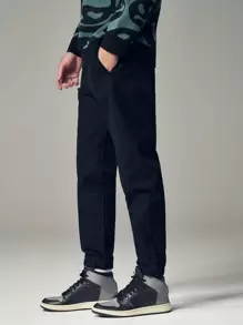 Hombres Pantalones a medida unicolor - Negro - Ver 3