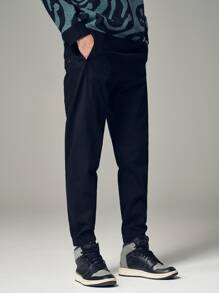 Hombres Pantalones a medida unicolor - Negro - Ver 4