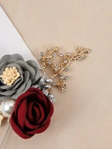 Rhinestone & Flower Decor Boutonniere - Multicolor - View 4