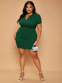 SHEIN SXY Vestido ajustado tejido de canalé - Verde Oscuro - Ver 5