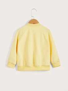 SHEIN 小男童恐龍補丁貼飛行員夾克 - 黃色 - 查看 2