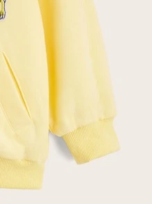 SHEIN 小男童恐龍補丁貼飛行員夾克 - 黃色 - 查看 3