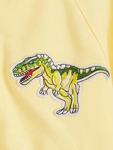 SHEIN 小男童恐龍補丁貼飛行員夾克 - 黃色 - 查看 4