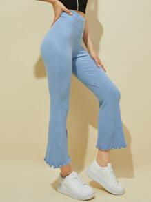 Muchica 生菜邊喇叭褲 - 霧霾藍 - 查看 1