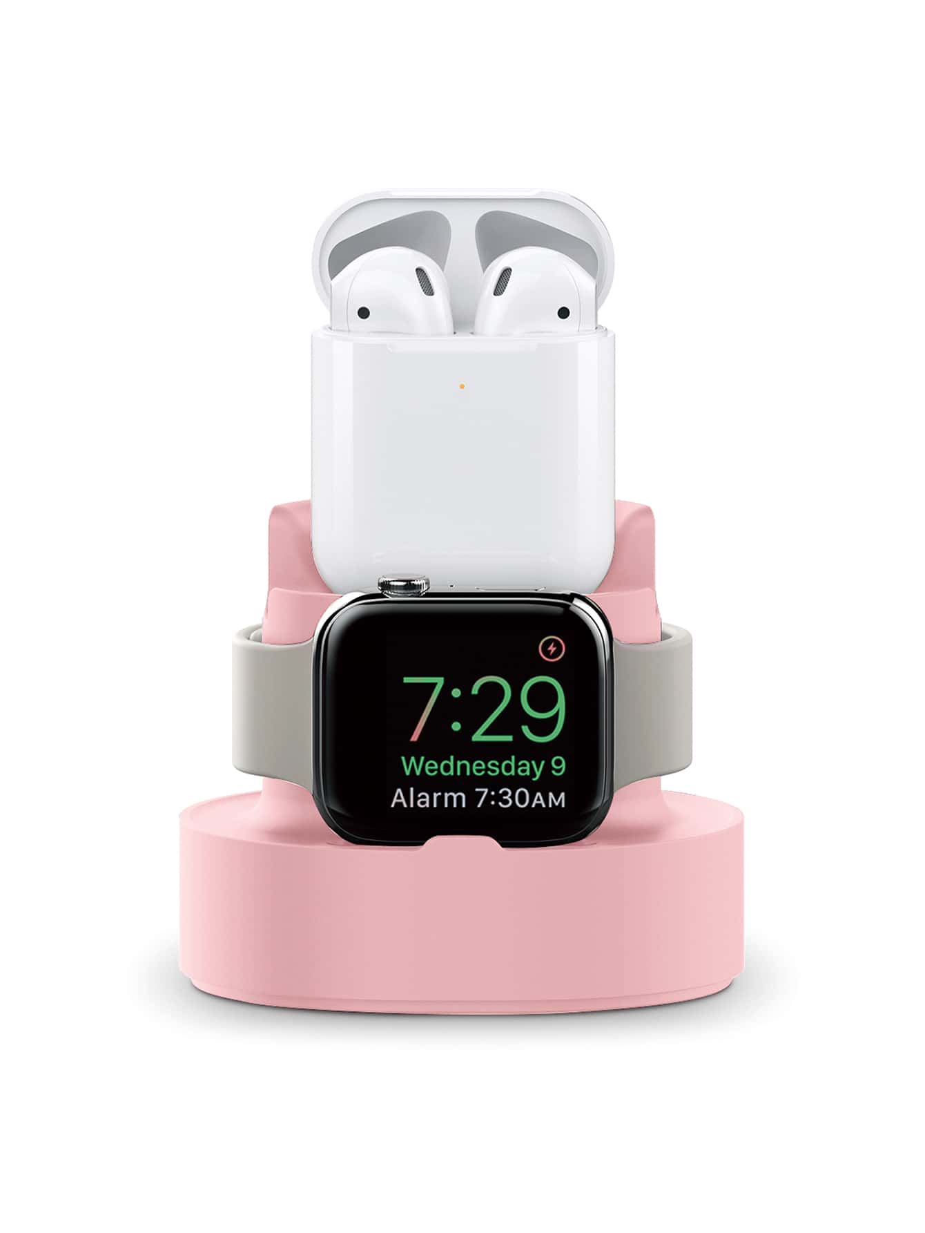 Silicone Charger Holder Compatible With Apple Watch - Pink - View 1