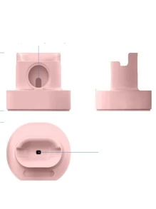 Silicone Charger Holder Compatible With Apple Watch - Pink - View 2