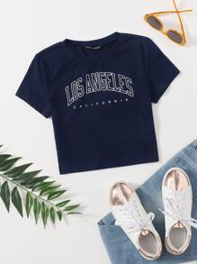 Muchica Letter Graphic Tee - Navy Blue - View 1