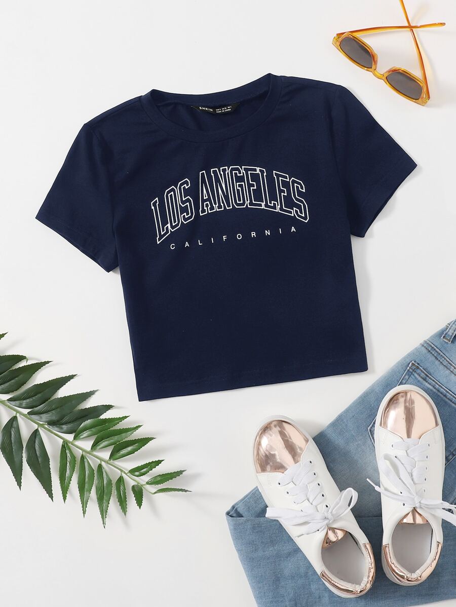 Muchica Letter Graphic Tee - Navy Blue - View 1