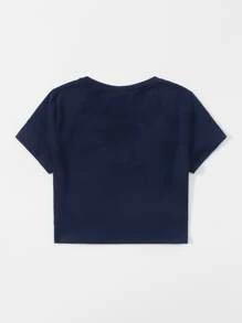 Muchica Letter Graphic Tee - Navy Blue - View 2