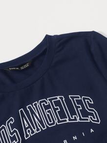 Muchica Letter Graphic Tee - Navy Blue - View 5
