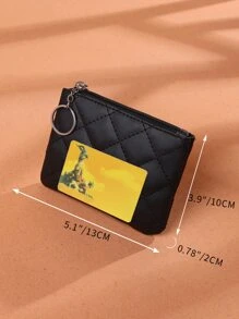 Quilted Pattern Case Lightweight Zipper Pattern ID Card Cash Credit Card Pocket Small Pocket Wallet Short Wallet Minimalist Fashion Modern Business Travel For Birthday Gift Anniversary On Valentine Day Couple Women Female Lady Girls Gift Bag Present Keychain Wallet School Supplies Teacher Gifts Back To School For Women Wallet Mini Wallet Purse Wallet Coin Wallet Travel Wallet
