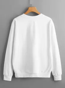 男士素色圓領運動衫 - 白色 - 查看 2