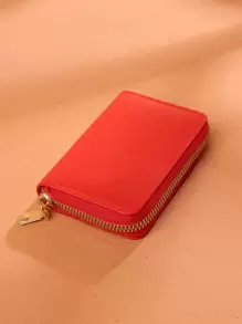 Textured Zip Around Lightweight Portable Card ID Card White-Collar Workers For Female For Holiday For Anniversary For Birthday Gift Accessories Gift Card Holder Wallet Business Card Holder Credit Card Holder Women For Women Wallet Mini Wallet Purse Wallet Card Wallet - Red - View 4