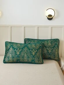 Metallic Graphic Bedspread Set - Dark Green - View 4