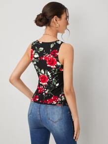 SHEIN Clasi 印花無袖短上衣 - 黑色 - 查看 2