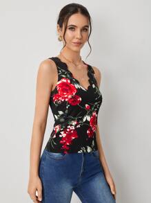 SHEIN Clasi 印花無袖短上衣 - 黑色 - 查看 4