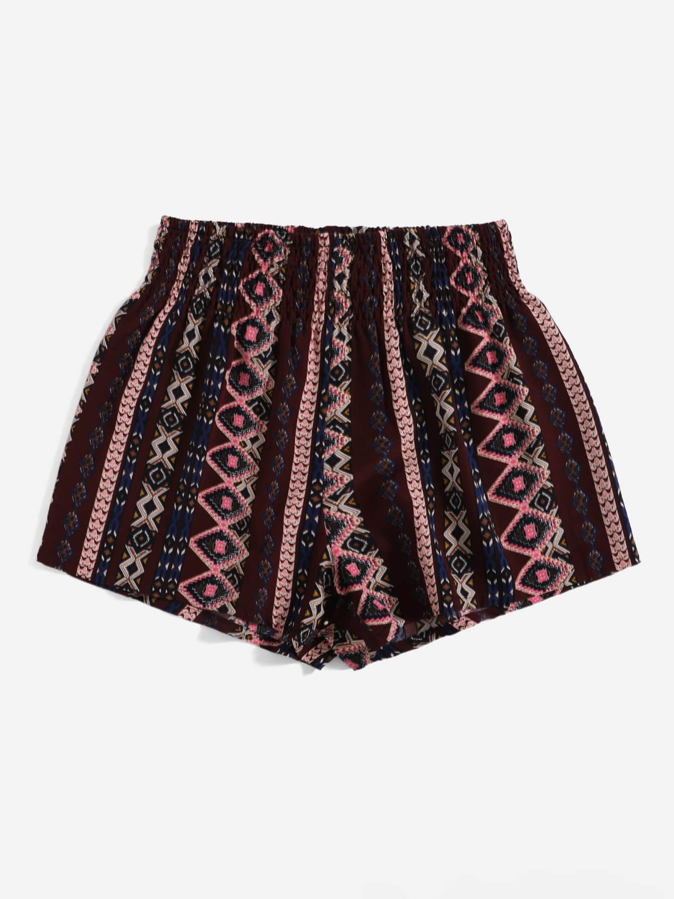 SHEIN VCAY Shorts de cintura fruncido con estampado geométrico - Multicolor - Añade 3