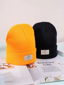 2入組字母標籤裝飾豆豆帽 - 彩色 - 查看 1