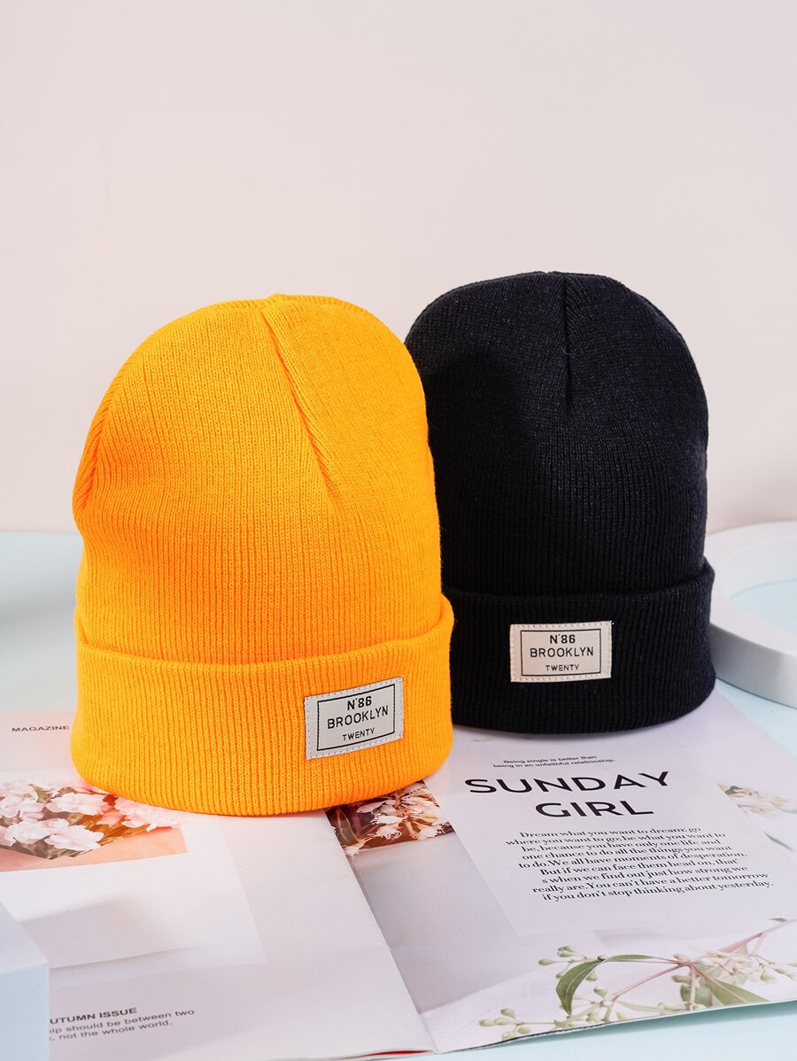 2入組字母標籤裝飾豆豆帽 - 彩色 - 查看 1