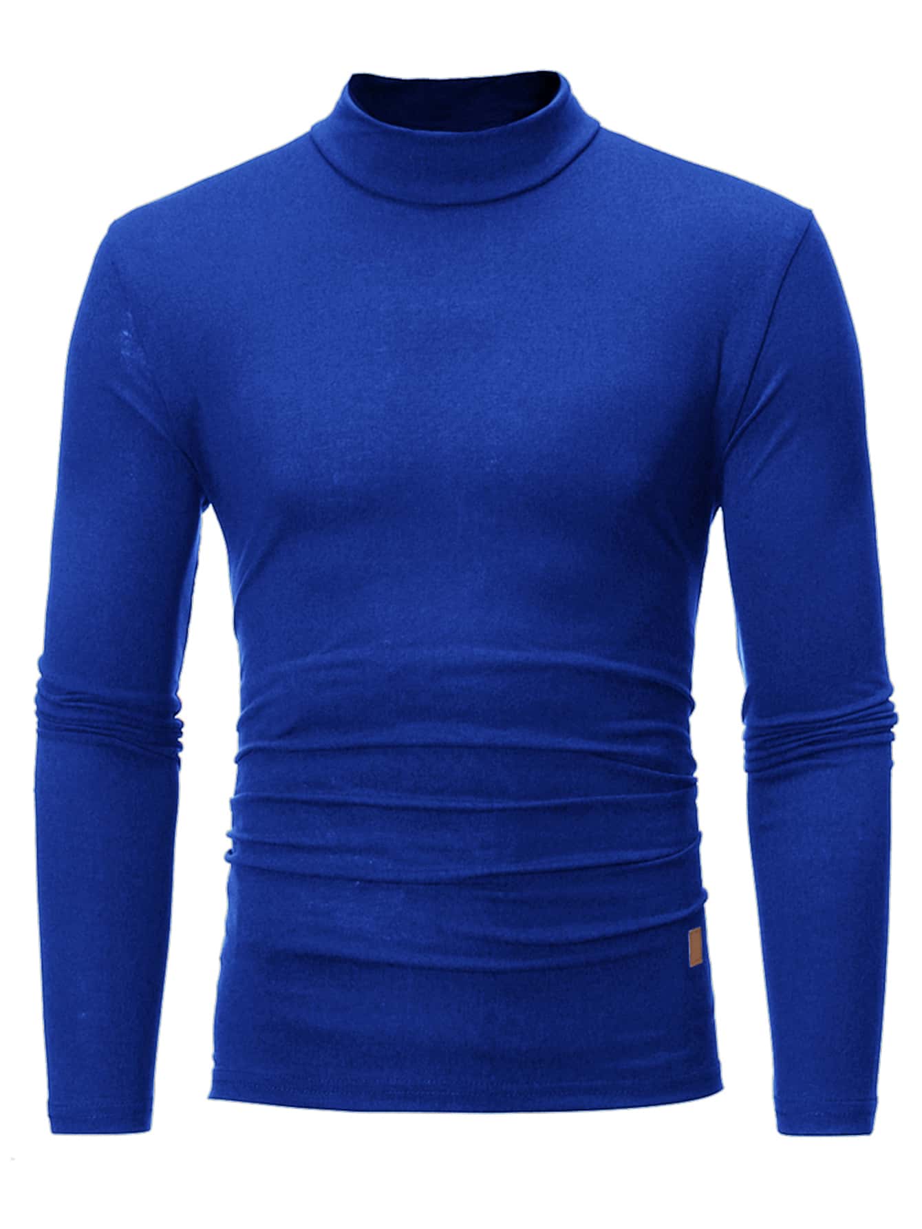 Manfinity Men Mock Neck Patch Detail Tee - Royal Blue - View 1