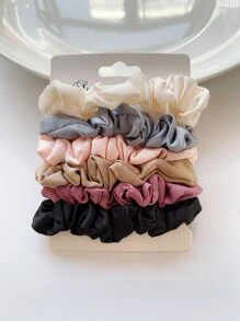 6pcs Minimalist Solid Hair Tie - Multicolor - View 1