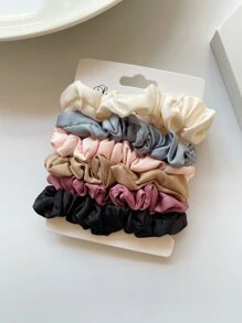 6pcs Minimalist Solid Hair Tie - Multicolor - View 2