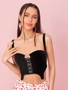 SHEIN Unity unicolor ojo & Gancho de terciopelo Top de tirantes - Negro - Ver 1