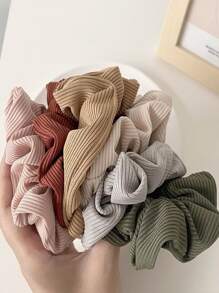 6 pièces Élastiques à cheveux en tricot de couleur unie pour femmes, accessoires de cheveux élégants et minimalistes pour un port quotidien, activités de plein air, maquillage, assortiment de tenues, etc. Scrunchies décontractés pour l'école