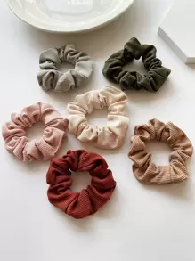 6 pièces Élastiques à cheveux en tricot de couleur unie pour femmes, accessoires de cheveux élégants et minimalistes pour un port quotidien, activités de plein air, maquillage, assortiment de tenues, etc. Scrunchies décontractés pour l'école