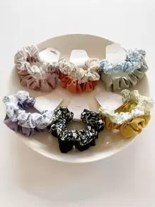 12pcs Ditsy Floral Pattern Scrunchie Boho Casual Scrunchies Hair Ties Scrunchy Hair Ties Ponytail Head Accessories - Multicolor - View 2