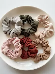 6 pièces Élastiques à cheveux en tricot de couleur unie pour femmes, accessoires de cheveux élégants et minimalistes pour un port quotidien, activités de plein air, maquillage, assortiment de tenues, etc. Scrunchies décontractés pour l'école