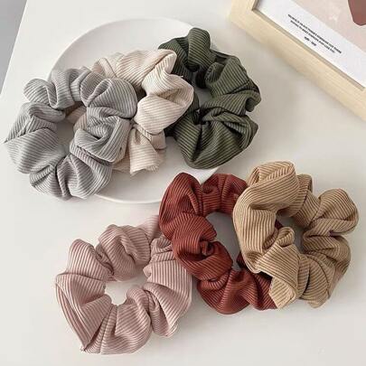 6pcs Minimalist Solid Scrunchie