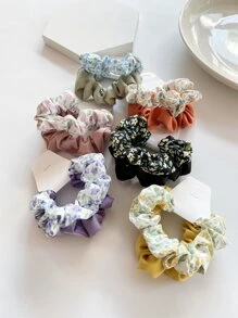12pcs Ditsy Floral Pattern Scrunchie Boho Casual Scrunchies Hair Ties Scrunchy Hair Ties Ponytail Head Accessories - Multicolor - View 4