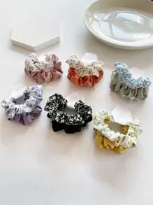 12pcs Ditsy Floral Pattern Scrunchie Boho Casual Scrunchies Hair Ties Scrunchy Hair Ties Ponytail Head Accessories - Multicolor - View 5