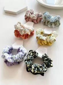 12pcs Ditsy Floral Pattern Scrunchie Boho Casual Scrunchies Hair Ties Scrunchy Hair Ties Ponytail Head Accessories - Multicolor - View 6