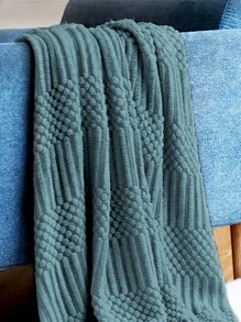 Tassel Decor Knitted Blanket - Dark Green - View 6